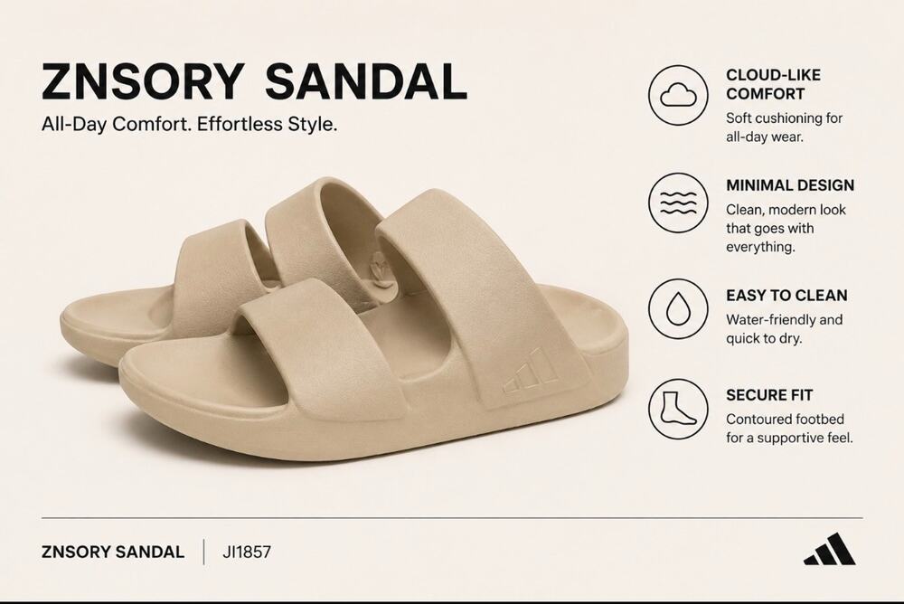 Adidas ZNSORY Slide Sandals JI1857 Beige EVA Comfort Slides Size M8/W9 NWB